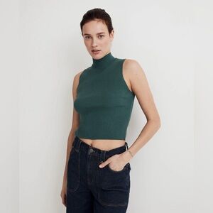 Madewell The Signature Knit Mockneck Sweater Tank - Spruce Green